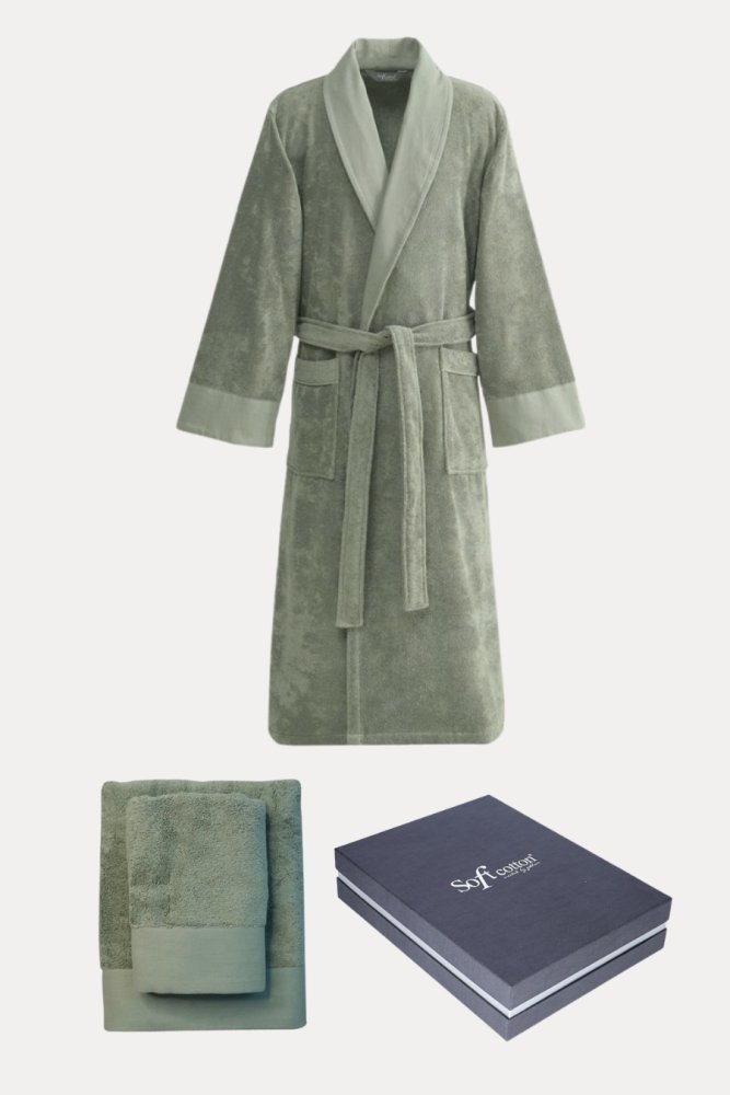 Halat pentru bărbați AXEL + prosop + prosop de corp + cutie cadou XL