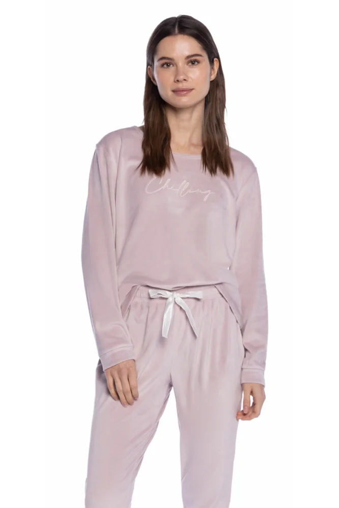 Warmes Damenpyjama RUBY M Altrosa / Dusty rose