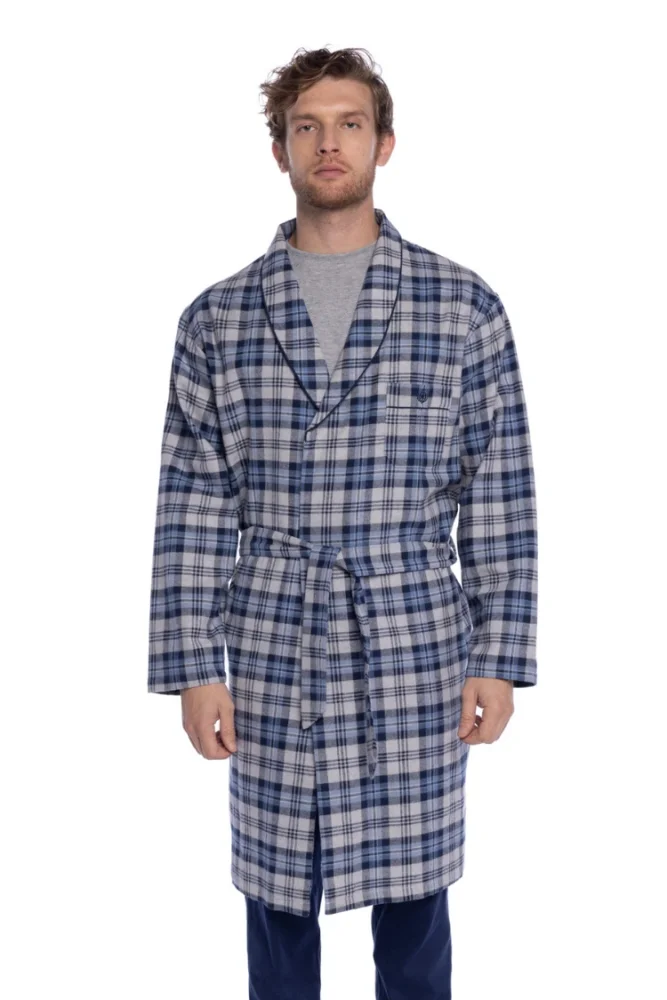 Herrenbademantel aus Flanell LUCAS M Dunkelblau / Navy