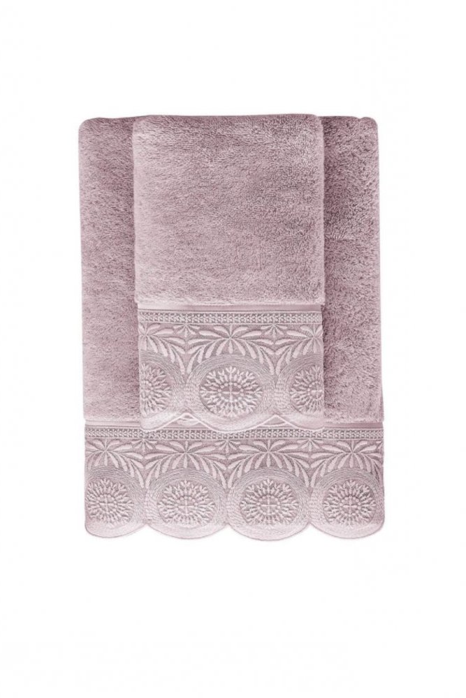Prosop QUEEN cu dantela 50x100 cm Liliac
