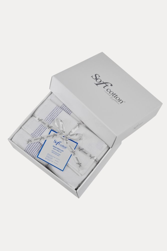 Set cadou prosoape și prosop de corp AQUA, 5 buc Alb – Broderie
