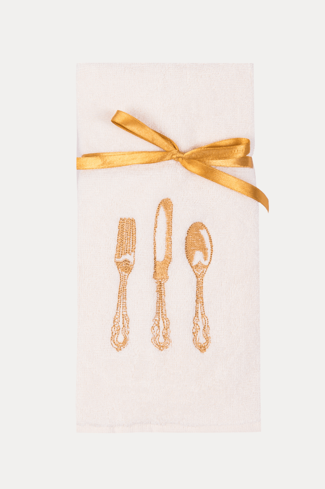 Kuchyňské utěrky HOME, 2 ks Krémová / Hořčicová Sada