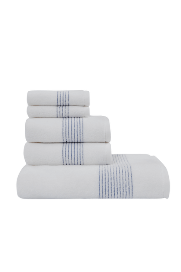 Soft Cotton Dárková sada ručníků a osušky AQUA, 5 ks  Bílá / modrá výšivka