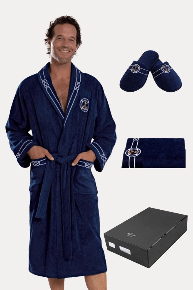 Soft Cotton Luxusný pánsky župan + uterák + papuče MARINE MAN