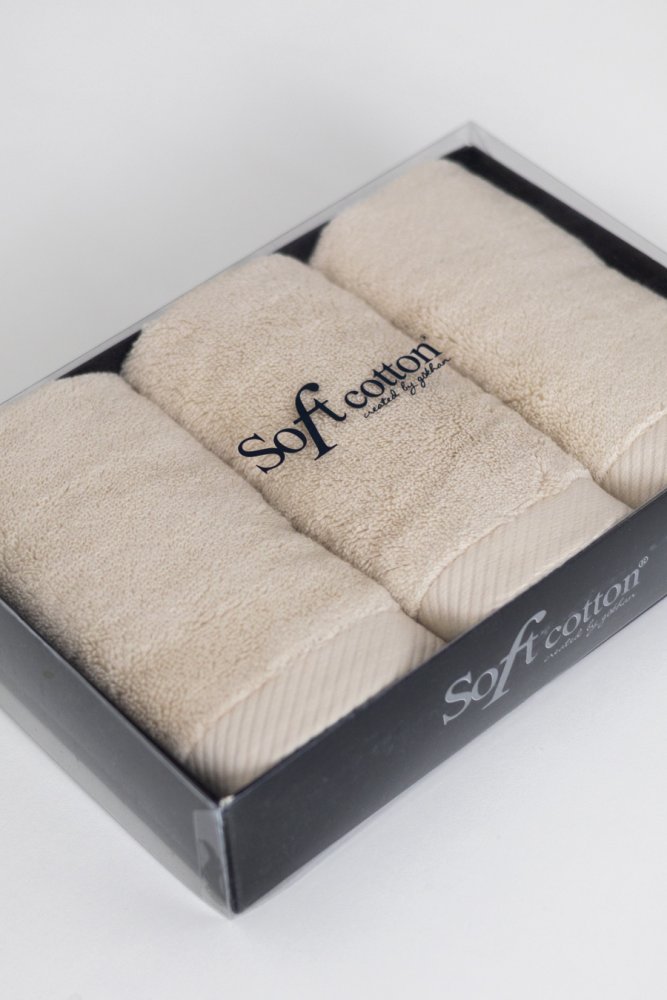 Set cadou de prosoape mici MICRO COTTON, 3 buc Bej deschis / Light