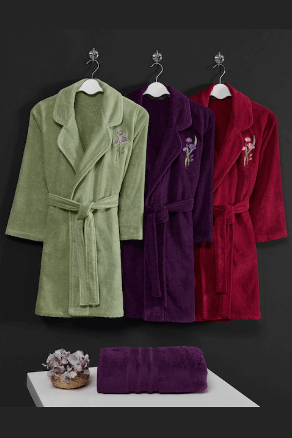 Soft Cotton Krátký dámský župan LILLY v dárkovém balení s ručníkem XL + ručník 50x100cm +  box Světle zelená