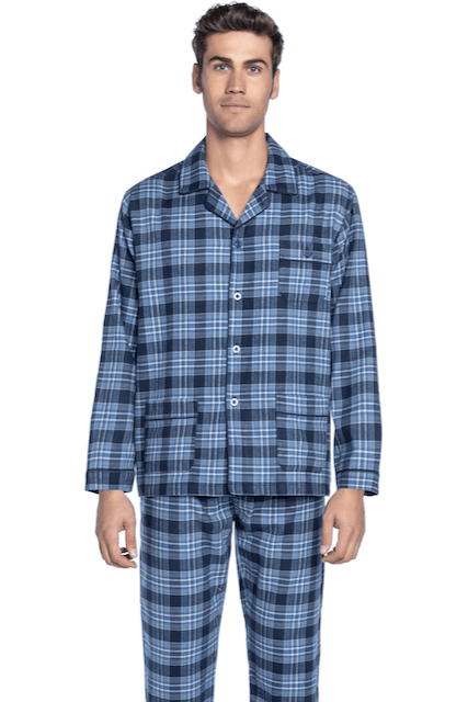 Pánské flanelové pyžamo LORENZO Modrá XL