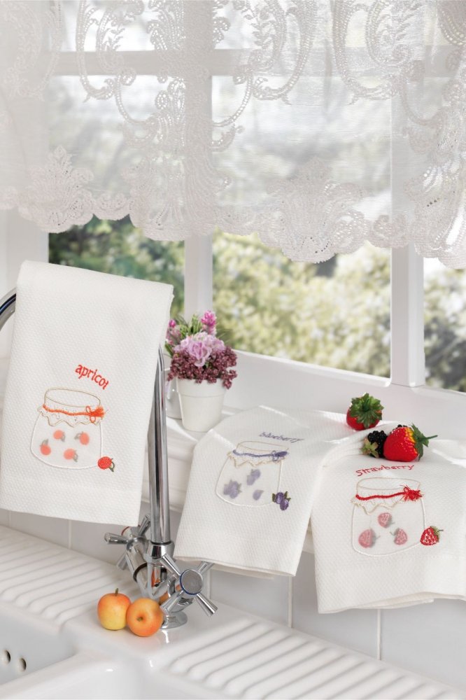 Kuchyňské utěrky JAMS, 3 ks Bílá Sada