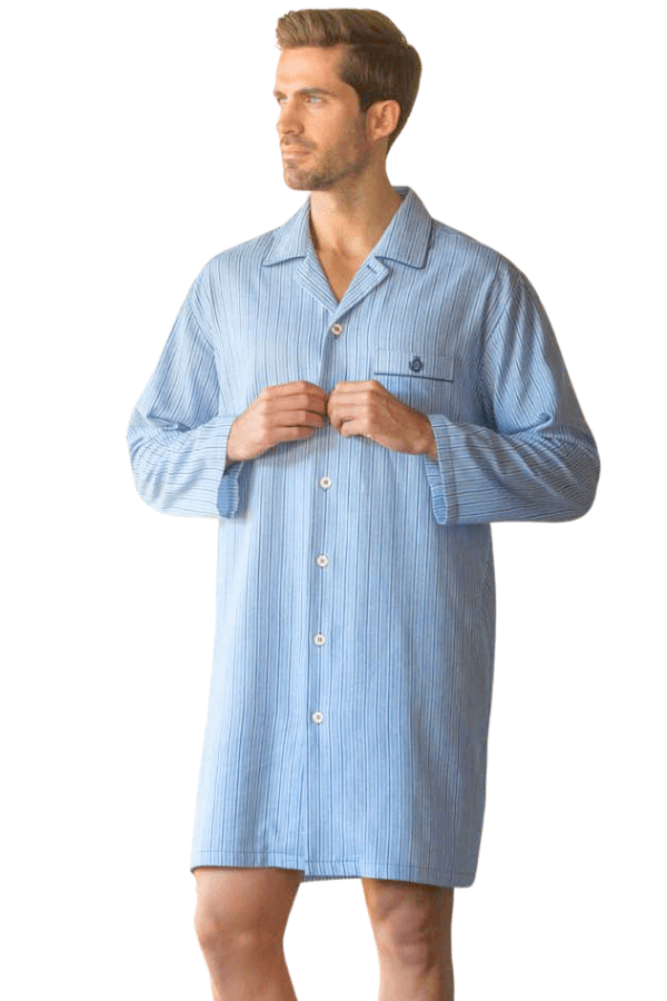 Pánská flanelová noční košile AXEL Světle modrá L
