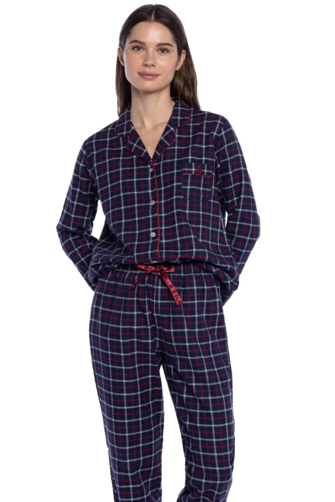 Damenpyjama aus Flanell LUCIA S Dunkelblau / Navy