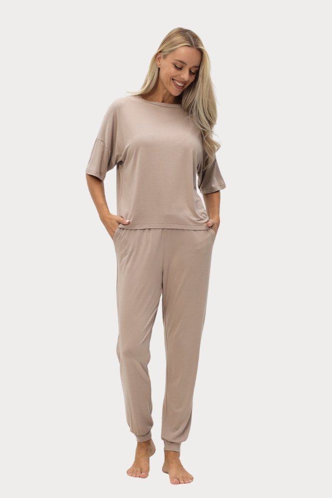 Pijamale pentru femei VALERIE din bambus XL Bej / Beige