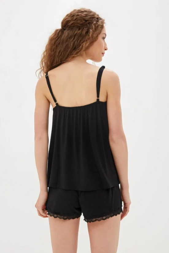Damenpyjama aus Bambus ROSA - Größe: XL, Farbe: Schwarz / Black