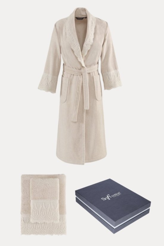 Ženski kopalni plašč MAYA, brisača in kopalna brisača v darilni škatli