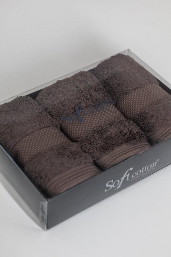 Zestaw podarunkowy małych ręczników DELUXE, 3 szt - Kolor: Brązowy