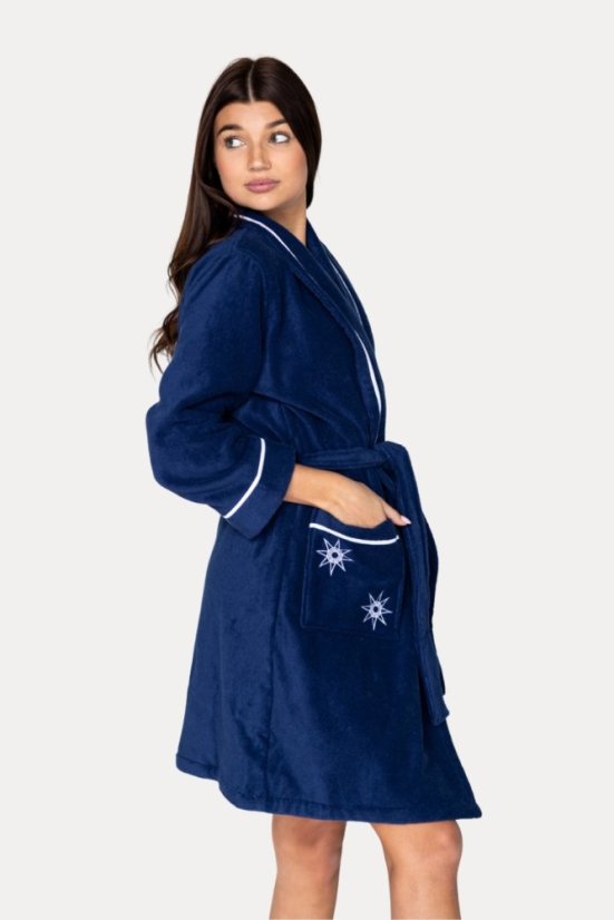 Damski krótki szlafrok MARINE LADY - Rozmiar: S, Kolor: Biały