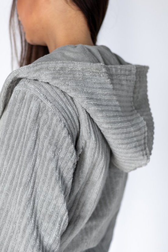 Unisex župan STRIPE s kapucí - Velikost: S, Barva: Šedá