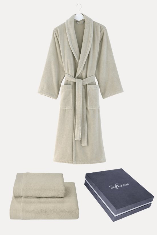 Unisex szlafrok MICRO COTTON + ręczniki + pudełko