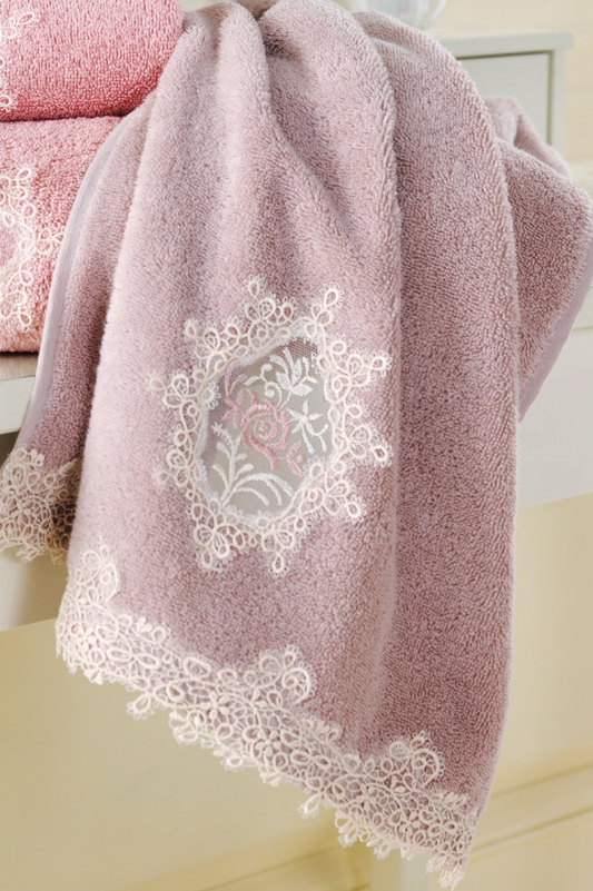 Bademantel DESTAN + Handtuch + Badetuch + box