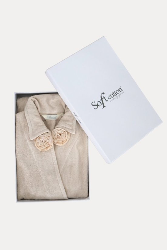 Moteriškas bambukinis chalatas ROSE + šlepetės