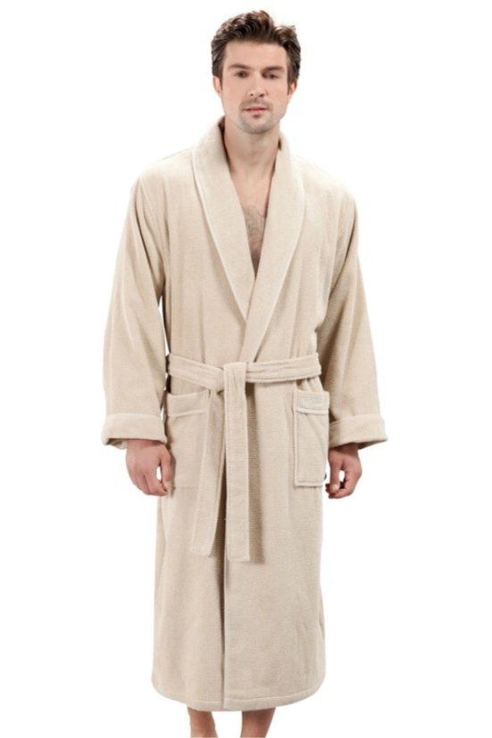 LORD férfi fürdőköpeny - Méret: M, Szín: Bézs / Beige