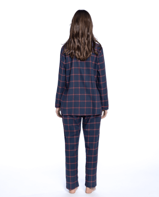 Pijama din flanel pentru femei GEMA - Mărime: XL, Culoare: Albastru închis / Navy