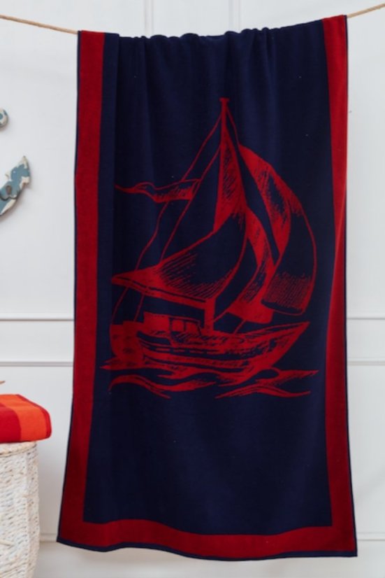 SAIL strand törölköző 85x160 cm-es - Szín: Sötét kék / Navy