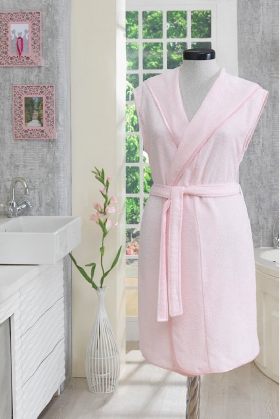 Dámský luxusní župan DURU s kapucí - Velikost: L, Barva: Růžová