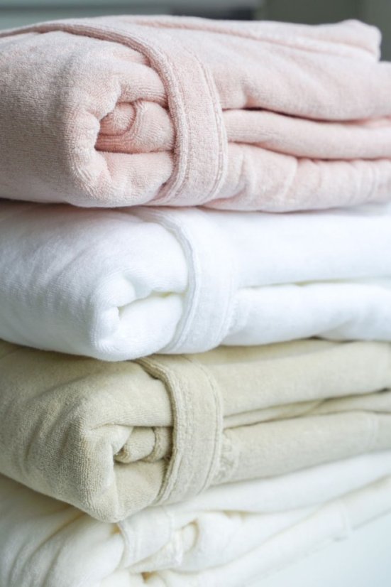 Unisex szlafrok MICRO COTTON - Rozmiar: M, Kolor: Śmietankowy