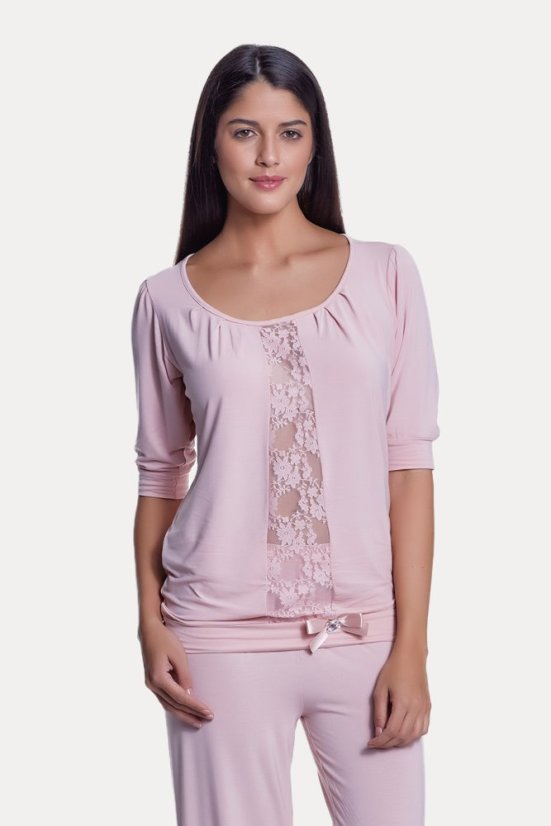Damenpyjama aus Bambus SERENA - Größe: M, Farbe: Beige
