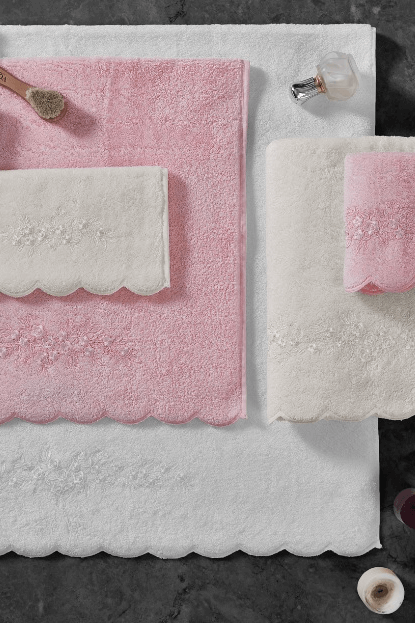 Geschenkverpackung Hand- und Badetücher SILVIA, 3 St. - Farbe: Rosa / Pink