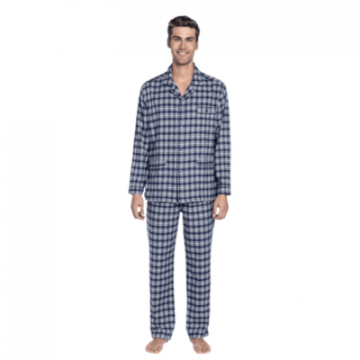 Herren Flanell Pyjama - Farbe - Grau / Grey