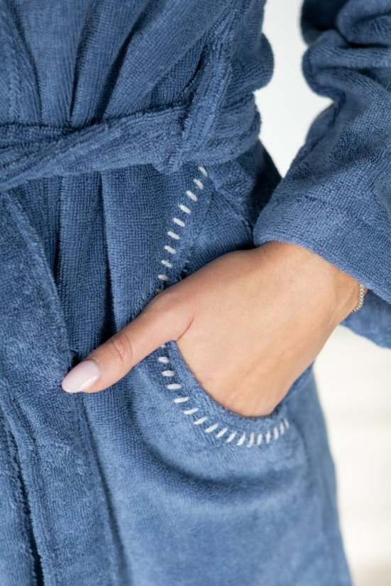 Krótki damski szlafrok VIVIAN - Rozmiar: S, Kolor: Niebieski