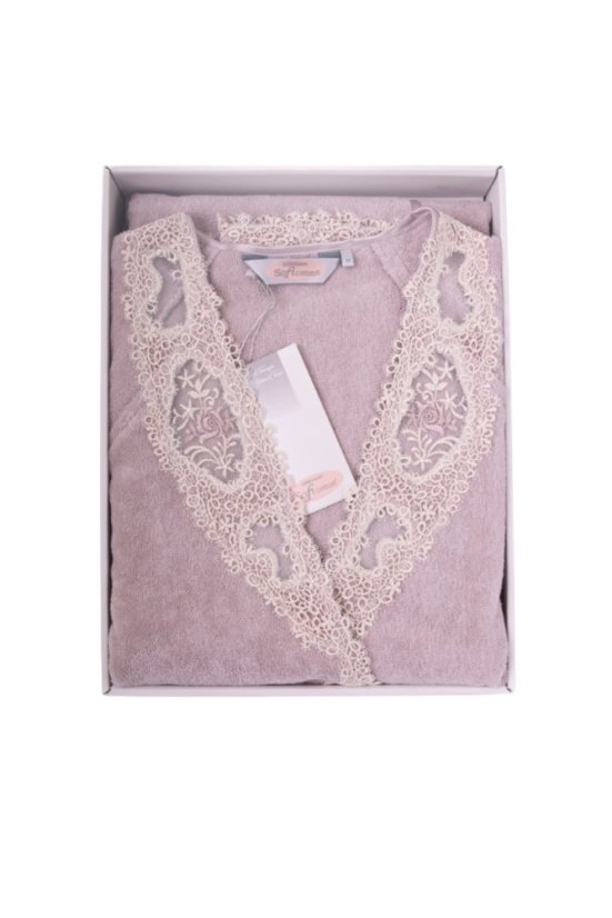 Dámsky elegantný župan DESTAN v darčekovom balení - Veľkosť: L, Farba: Fialová / Lila