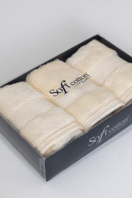 Dárková sada malých modalových ručníků DELUXE, 3 ks - Barva: Krémová