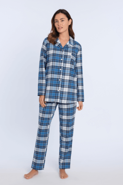 Pijama din flanel pentru femei SARA - Mărime: L, Culoare: Albastru / Blue