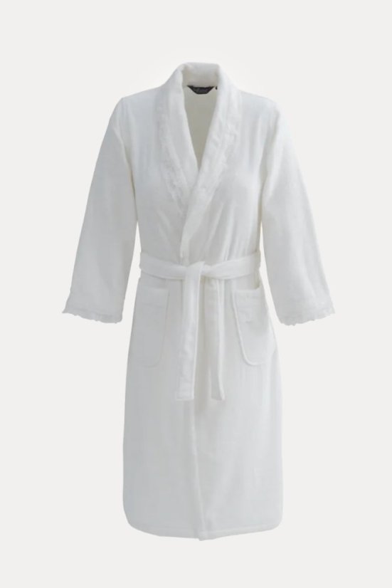 Halat elegant pentru femei FREYA, in cutie cadou - Mărime: L, Culoare: Alb crem / Ecru