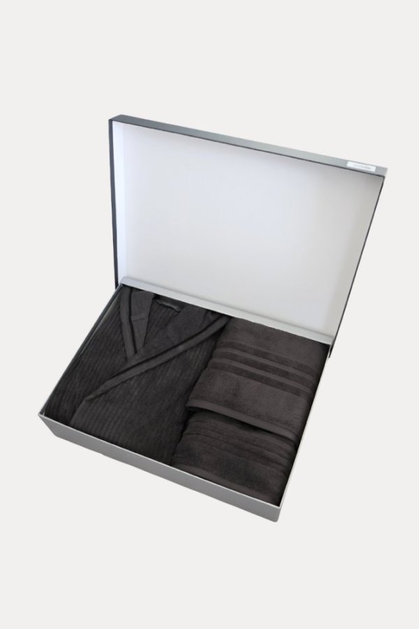 Unisex-Bademantel STRIPE + Handtuch + Badetuch + box