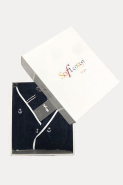 Kinderbademantel MARINE BOY mit Kapuze in einer Geschenkverpackung