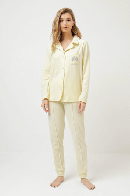 Damska piżama CARLA - Rozmiar: L, Kolor: Jasnożółty