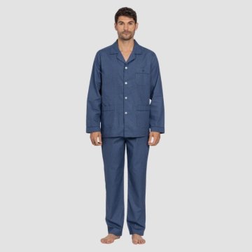 Klassische herren Pyjama Lang Geknöpft