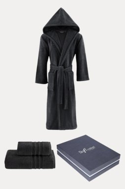 Unisex-Bademantel STRIPE + Handtuch + Badetuch + box