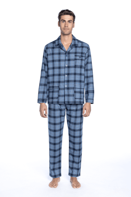 Pijamale de flanel pentru bărbați LORENZO - Mărime: M, Culoare: Albastru / Blue