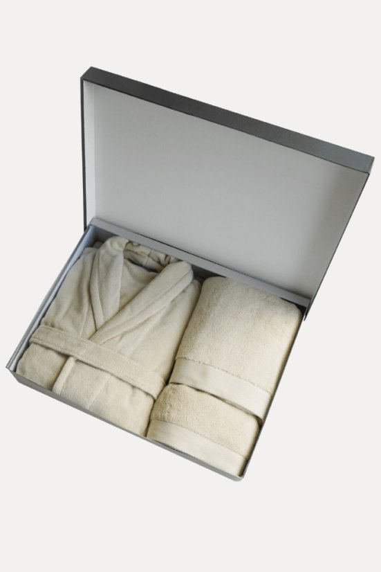 Unisex szlafrok MICRO COTTON + ręczniki + pudełko