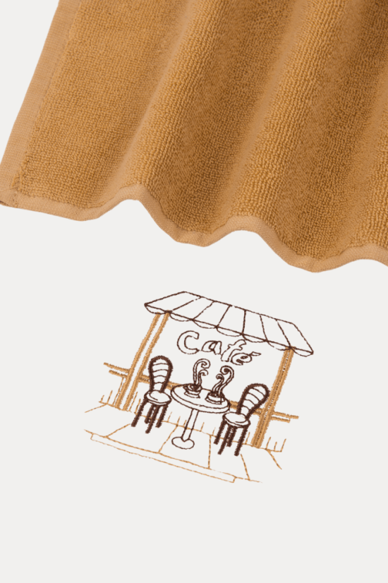 Geschirrtücher CAFE, 2 St. - Abmessung: Set (2 St., 40x60 cm), Farbe: Creme-Mustard