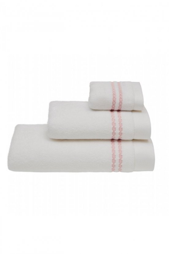 Dárková sada ručníků a osušky CHAINE, 3 ks - Barva: Bílá / růžová výšivka