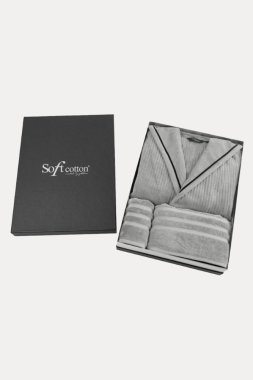 Unisex-Bademantel STRIPE + Handtuch + Badetuch + box