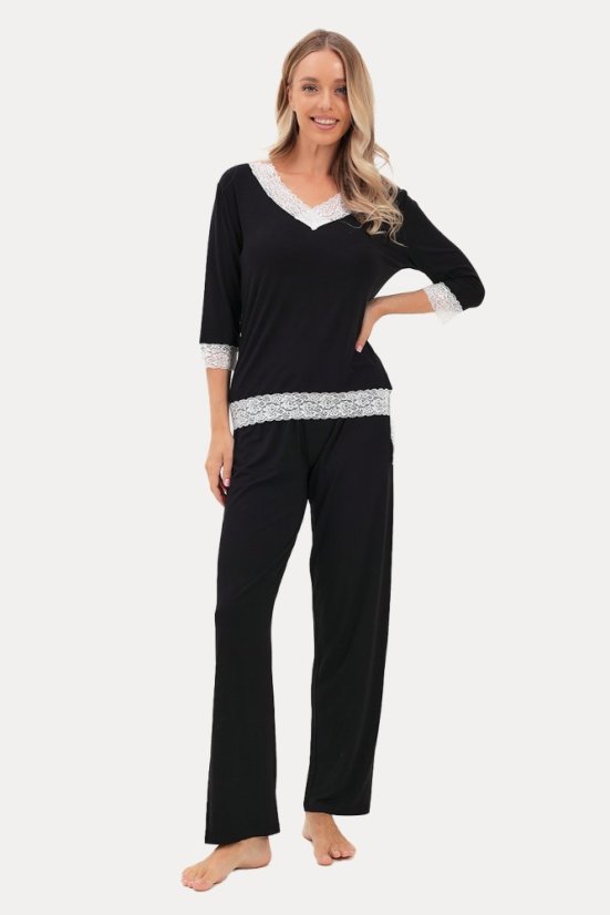 Pijamale femei ROZALIE din bambus - Mărime: L, Culoare: Negru / Black