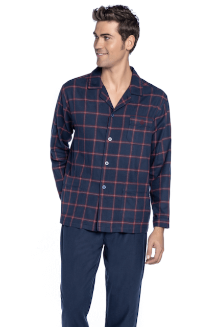 Pijamale de flanel pentru bărbați TOBIAS - Mărime: XXL, Culoare: Albastru închis / Navy