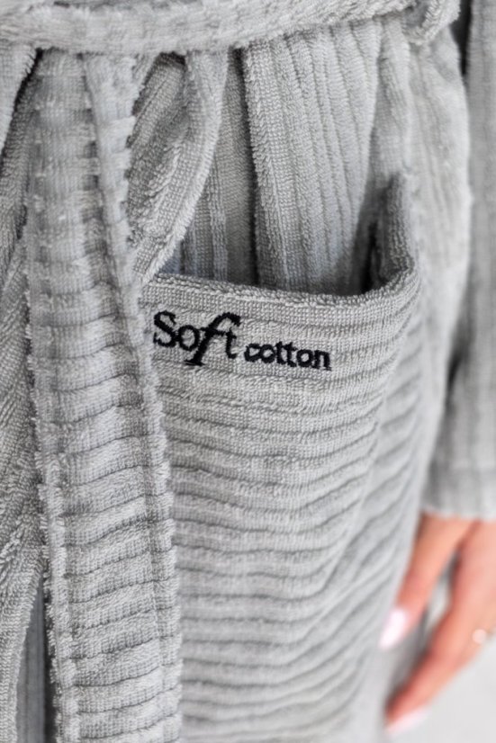 Unisex župan STRIPE s kapucí - Velikost: S, Barva: Šedá