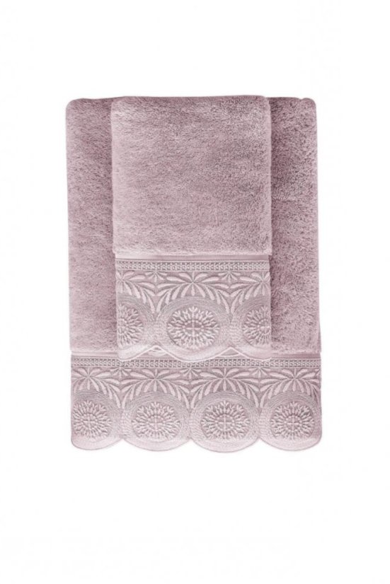 Ręcznik kąpielowy QUEEN 85x150 cm z koronką - Kolor: Lila
